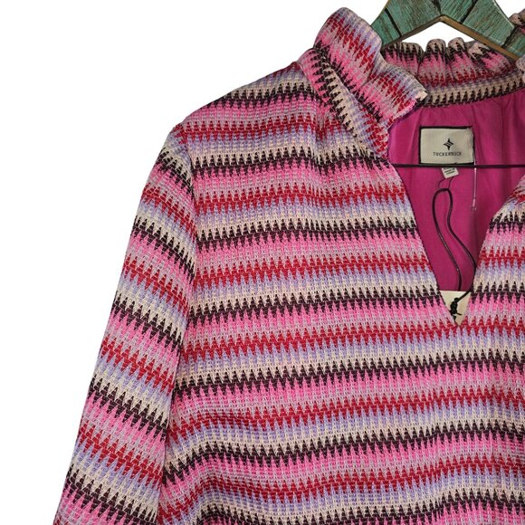 Tuckernuck Midi Zigzag Knit Stripe Crawford Dress Flutter Sleeves XXXL NWT - Picture 4 of 9